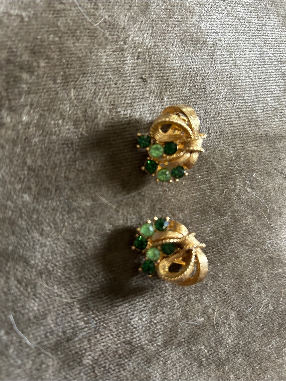 Gold-Tone Lisner Earrings with Emerald Green Crystal Clusters